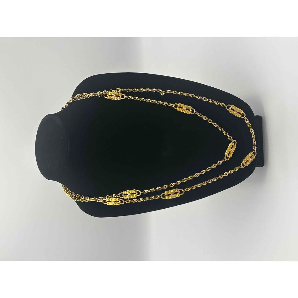 Vintage Camrose Kross Gold Rhinestone Paperclip Chain Necklace
